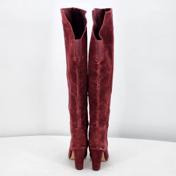 Halogen Noble Suede Over The Knee Burgundy Red Heeled Boots Size 5 - Picture 6 of 11